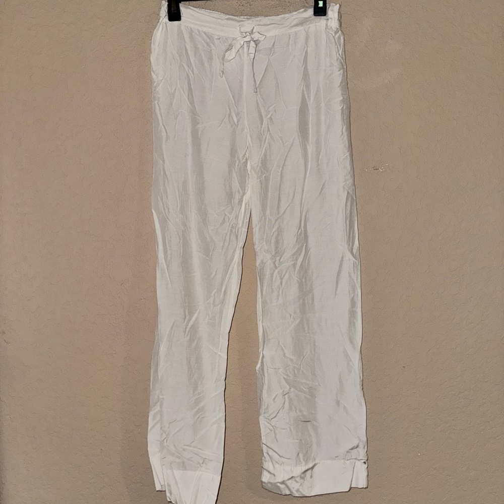 Soma Bamboo/ Rayon/Silk White Drawstring Pants- Size Small